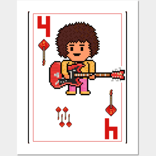 Pixelrockstars Four of Diamonds Playing Card Posters and Art